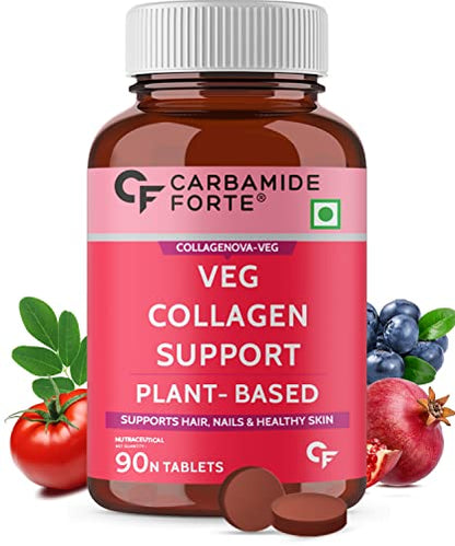 Carbamide Forte 100% Veg Collagen Builder, 90 Tablets | Plant Based Collagen Support Supplement for Skin & Hair