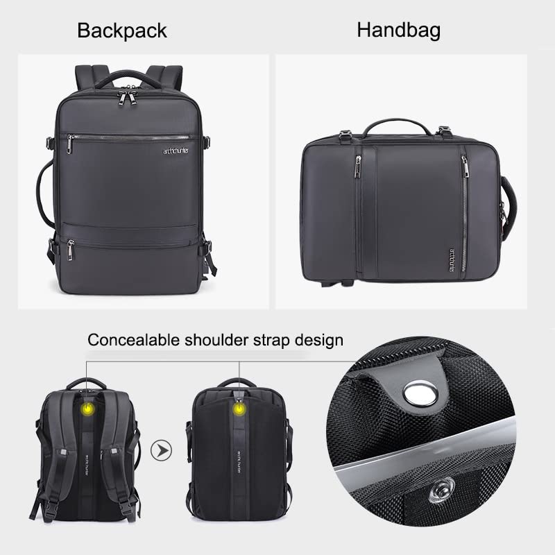 Arctic Hunter Travel Backpack 17.3 inch Laptop Compartment 35L Expandable Design Toiletry Pouch 180° Opening Colthing Pocket 2 in 1 Convertible Bag