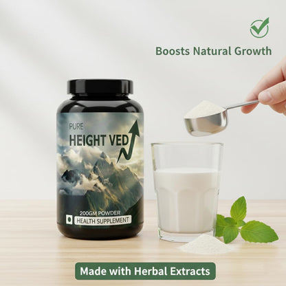 Strength Core The Height Veda Supreme Formula – Natural Ayurvedic Supplement for Height & Bone Health | 200Gram powder for Teens & Adults | Supports Growth & Wellness