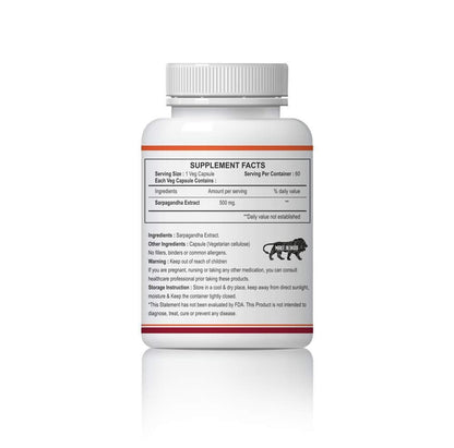 Natural Health Care Sarpgandha 500 Mg Capsules - 60 Capsules, Pack of 1