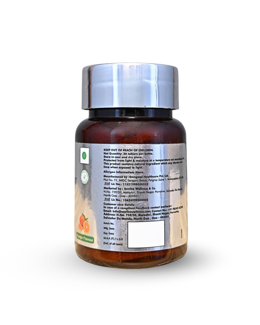 Anvika Glutaglow Glutathione Tablets For Skin Health | Skin Brightening Glutathione Tablet | Reduces Pigmentation | Enhances Skin Tone | Antioxidant Rich Nutraceutical Supplement (Orange Flavour 30 Tablet)