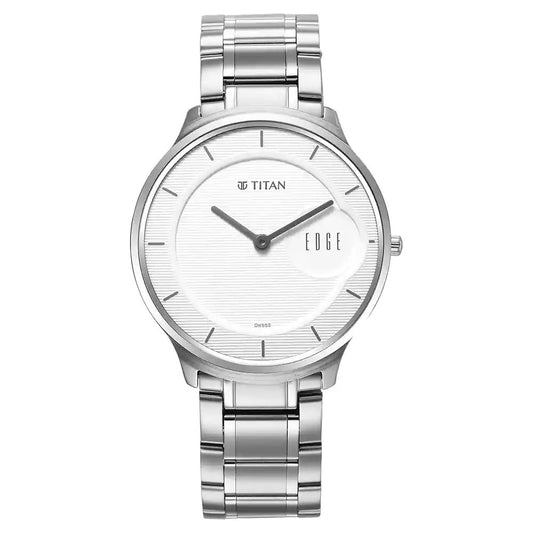 Titan Edge Metal Silver Dial Stainless Steel Strap Analog Watch for Men-NS1843SM
