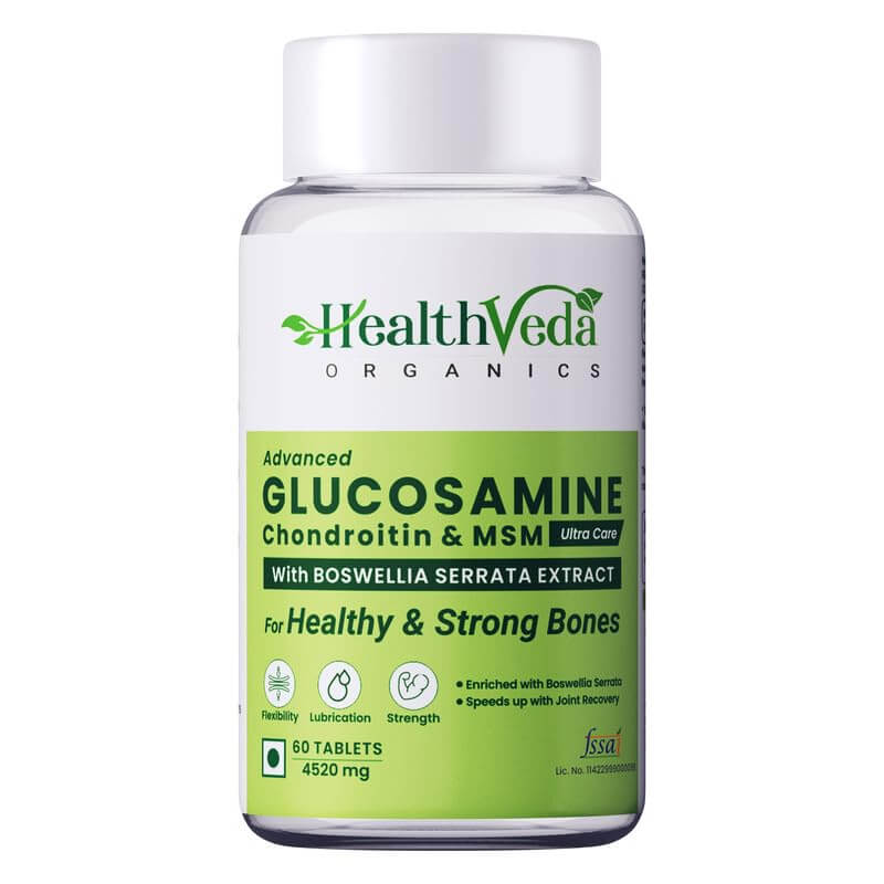 HEALTH VEDA ORGANICS PRIVATE LIMITED Plant Based Glucosamine Chondroitin & MSM I 60 Veg Tablets I Supports Healthy Joint, Bone & Cartilage I Relieves Pain & Stiffness I For Both Men & Women