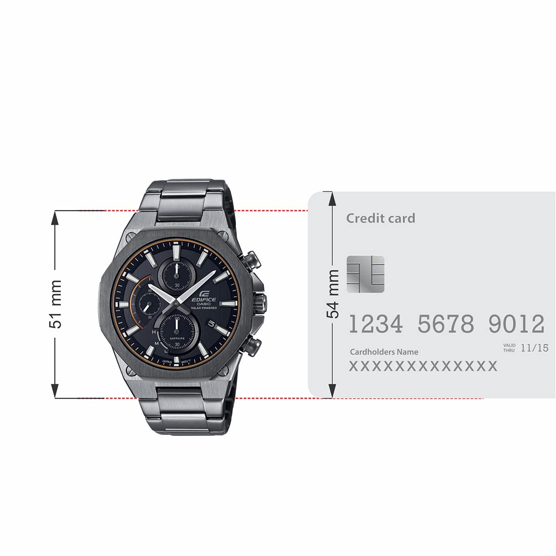 Casio EDifice EFS-S570D-1AUDF Black Analog Dial Silver Stainless Steel Band Men's Watch Slim Case Sapphire Glass EX527
