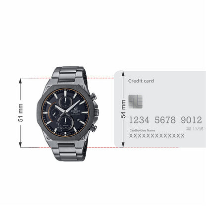 Casio EDifice EFS-S570D-1AUDF Black Analog Dial Silver Stainless Steel Band Men's Watch Slim Case Sapphire Glass EX527