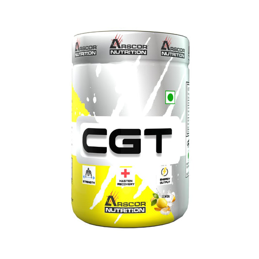 Arscor Nutrition CGT Powder Creatine, Glutamine, Taurine Blend for Active Lifestyles, ideal for Pre/Post-Workout, Easy-to-Mix Formula,Gluten-Free, Perfect for Smoothies and Shakes (orange)
