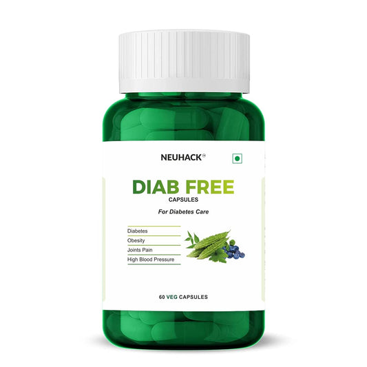 Neuhack Diab Free Diabetes capsules with Neem karela jamun for Diabetes & Sugar - Ayurvedic diabetes supplement medicine (Pack of 2)(60 caps each)