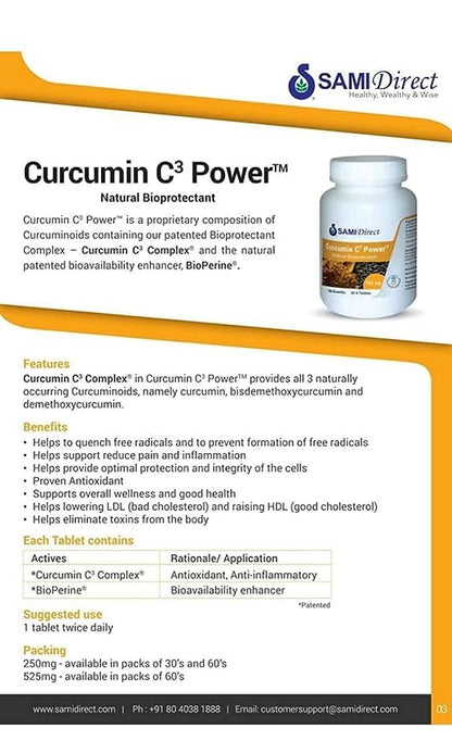 SAMIDirect Curcumin C3 Power, 525 Mg, 60 Tab