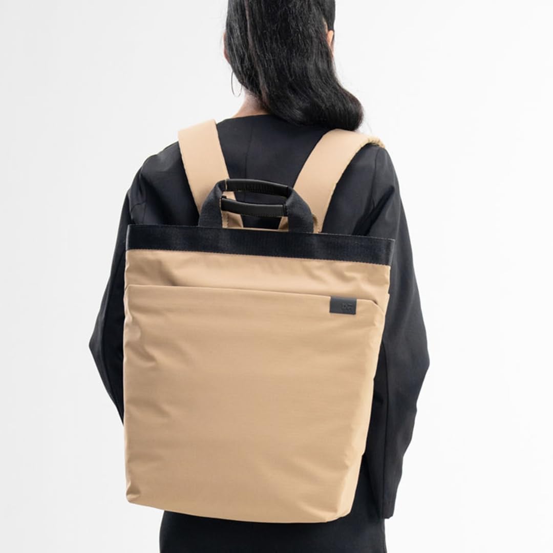 DailyObjects Water Resistant Pivot Carrypack Bag for Men & Women|Fits 13/14/15.6 inch Laptop/Macbook Pro/Air|Lightweight| Backpack (21L)|Office Use/Travel|Multi Pocket|Adjustable Shoulder Strap-Beige