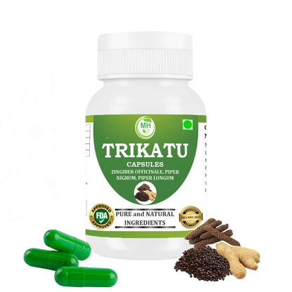 Morsan Healthcare TRIKATU Capsules – 60 Veg Capsules | Blend of Black Pepper, Long Pepper & Dry Ginger | Natural Ayurvedic Herbal Supplement | Pack of 1