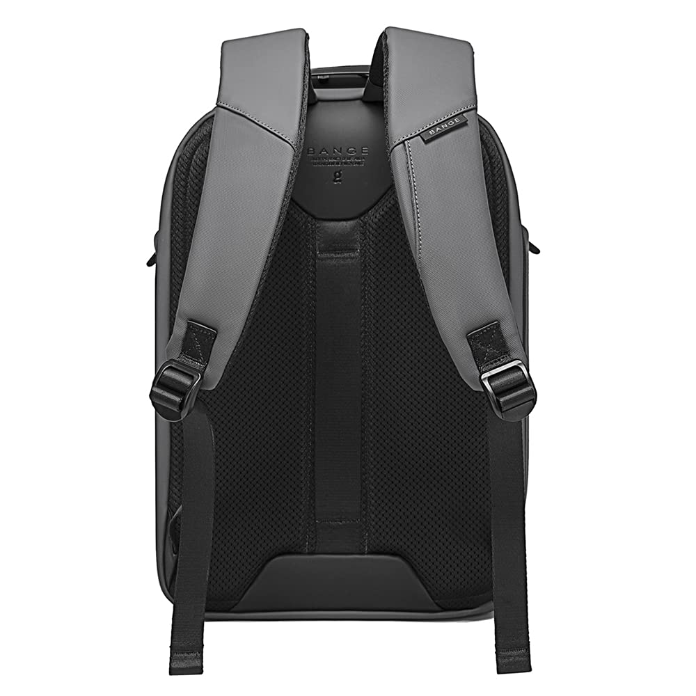 BANGE Water Resistant Polyester Unisex 15.6 inch Travel Laptop Backpack with USB Port (Grey)