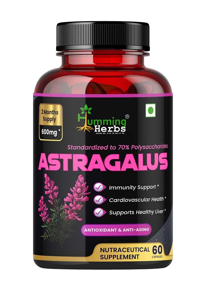 Humming Herbs Astragalus Root Extract Capsules - Supports Immune System, Cardiovascular & Liver Health - Natural Antioxidant & Anti-Aging Supplement