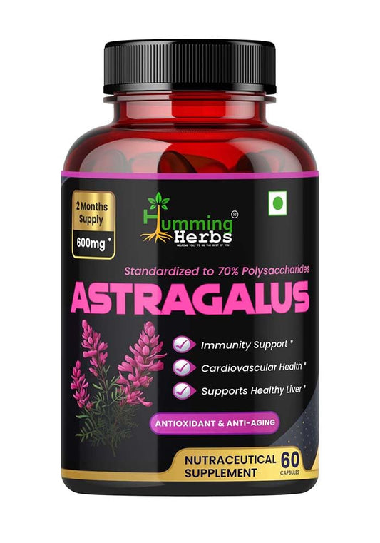 Humming Herbs Astragalus Root Extract Capsules - Supports Immune System, Cardiovascular & Liver Health - Natural Antioxidant & Anti-Aging Supplement