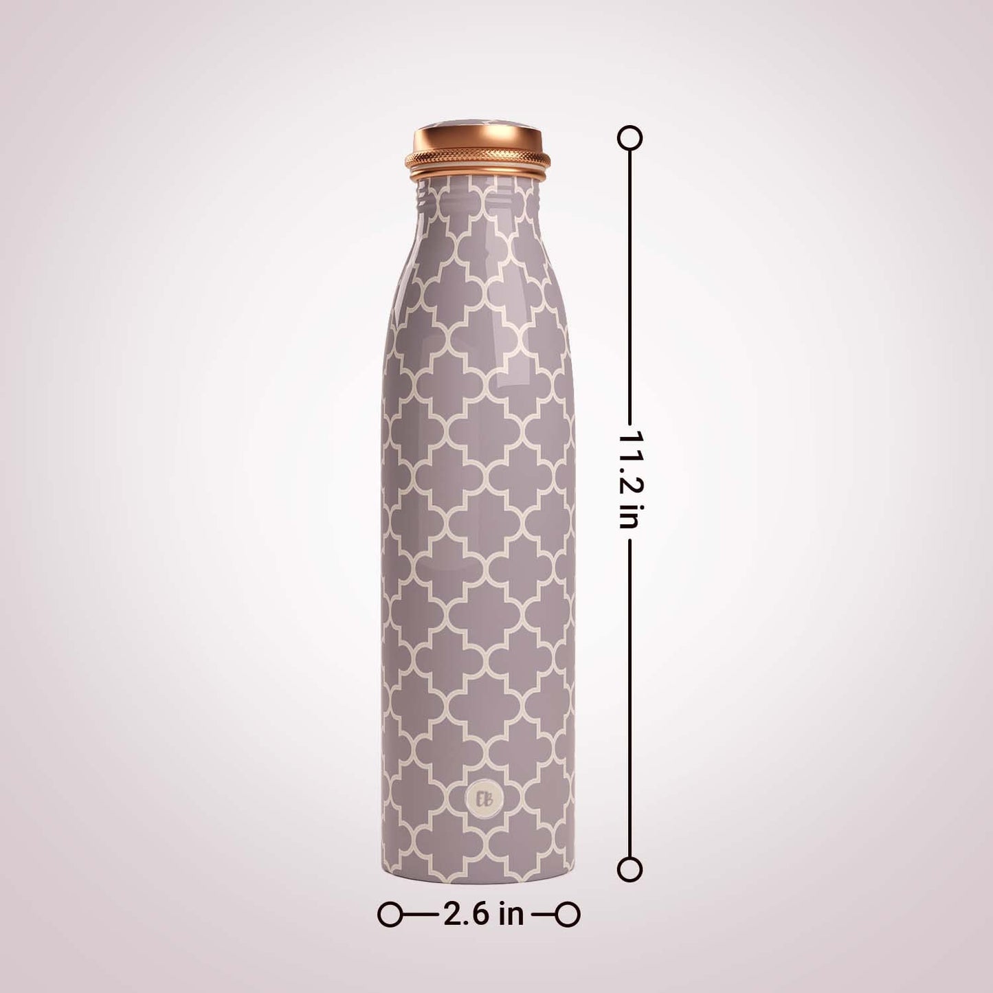 EB-Everything Beautiful Pure Copper Water Bottle 1 Litre Leakproof with Smooth Grey Printed Seamless Design made of Tamba Suiatable Birthday Gift for Men & Women by ebstore