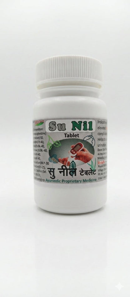 Riddhi Healthcare Su Nil Ayurvedic Proprietary Medicine Tablets, Controls Blood Sugar, Supports Healthy Insulin Balance and HbA1c, 60 Tablets