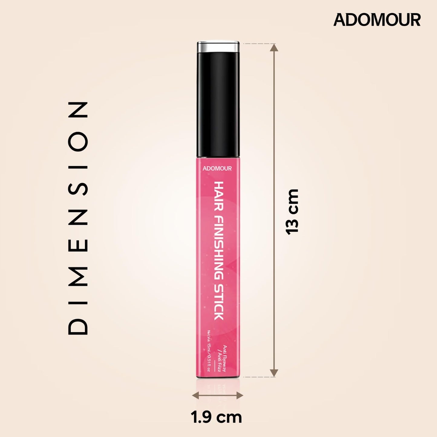 ADOMOUR Hair Finishing Stick Gel 15Ml | Anti Flyaway Stick To Tame Frizzy, Flyaways And Baby Hairs For Sleek And Polished Look | Non-Greasy, Non-Sticky | All Hair Types