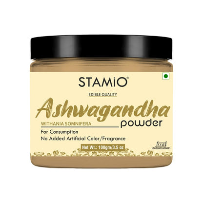 STAMIO Ashwagandha Powder 100 gm | Pure Withania Somnifera | In Jar 3.53 oz