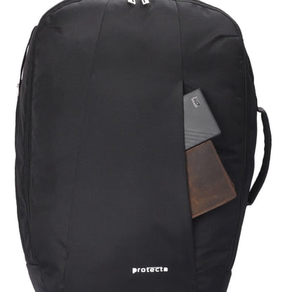 Protecta Proposed Merger Convertible Backpack Office Bag – with external laptop compartment and space for clothes and accessories for work or leisure trips - Black