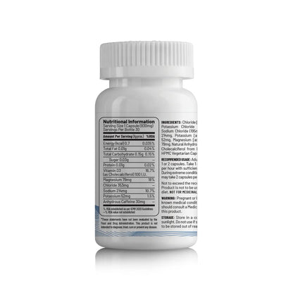 Unived Caffeinated Electrolyte Salt Caps Electrolyte Replacement With Caffeine, 30 Caps