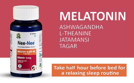 Nee Nee Divine Herbs & Modern Science I Innocent Sleep Aid I Melatonin-5 Mg I Added with L-Theanine I Jatamansi I Ashwagandha I Tagar I Non Habit Forming I Quality Nutrition I (NEE-NEE 60TAB)