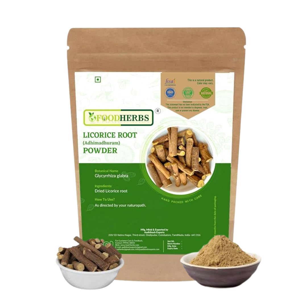 Foodherbs Adhimadhuram Powder | Mulethi | Pure Licorice Root | 200g | Helps in C