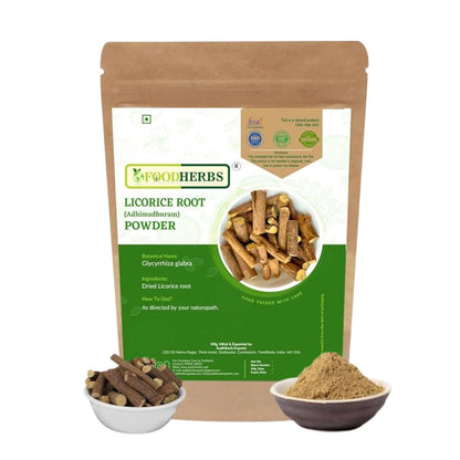 Foodherbs Adhimadhuram Powder | Mulethi | Pure Licorice Root | 200g | Helps in C