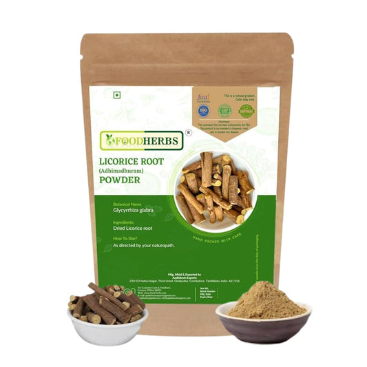 Foodherbs Adhimadhuram Powder | Mulethi | Pure Licorice Root | 200g | Helps in C