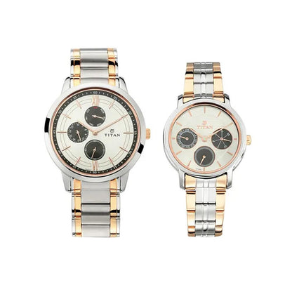 Titan Bandhan Silver Dial Quartz Multifunction Stainless Steel Strap Watch for C