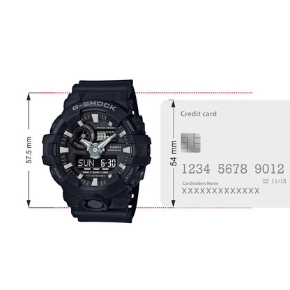 Casio G-Shock GA-700-1BDR Analog-Digital Black Dial Men Watch Black Resin Strap (G715)