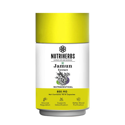 NUTRiHERBS Jamun Seed Extract Capsules 800mg | Herbal Supplement for Diabetes Ma