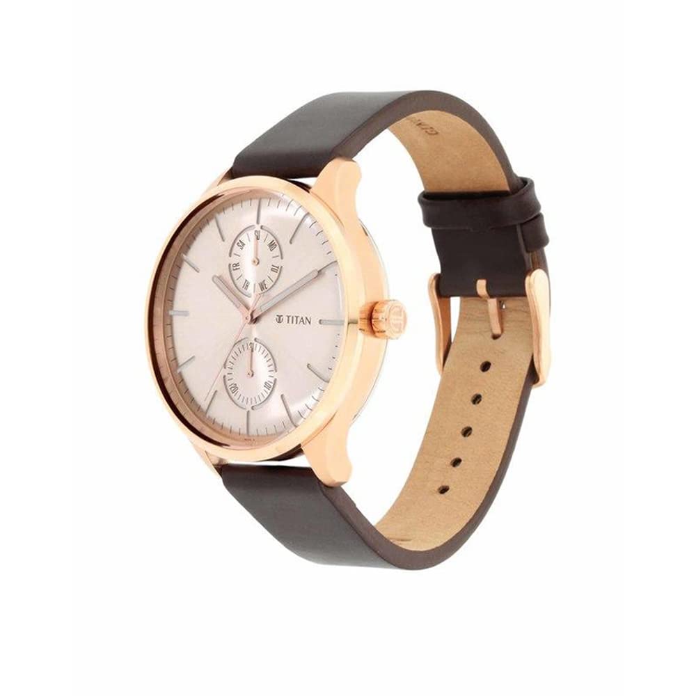 Titan Evoke Champagne Dial Analog with Day and Date Stainless Steel Str- image 4