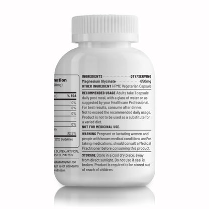 Unived High Absorption Magnesium Glycinate Chelate Buffered - 650mg - 22% Elemental Magnesium - 90 Capsules