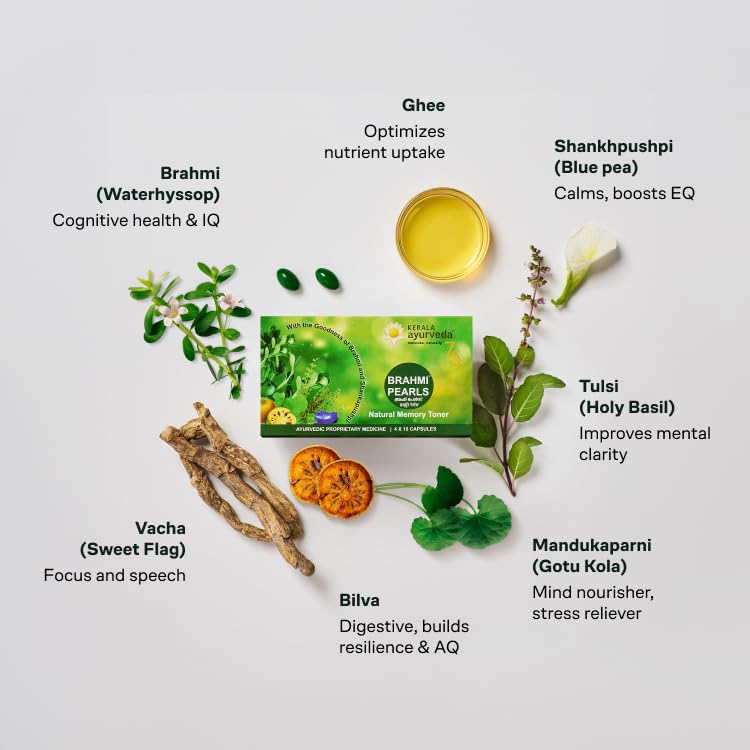 Kerala Ayurveda Brahmi Pearls | Ayurvedic Brain Tonic & Memory Booster- image 2