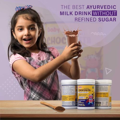 Babyorgano Herbal Chocovita 100% Ayurvedic Health & Nutrition Drink For Kids | 15+ Ayurvedic Herbs |Kids Growth |Brain Development |No Refined Sugar | Fdca Approved | Chocolate Flavour - 300Gm