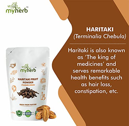 MYHERB 100% Natural Organic Haritaki Powder || 227 Gm/0.5 Lbs || Terminalia Chebula || Ayurvedic Herb || Support Healthy Elimination || For Men & Women-