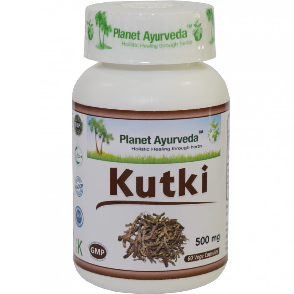 Planet Ayurveda Kutki 60 Veg Capsules (Pack of 1), 500 MG Each with Extract - Li