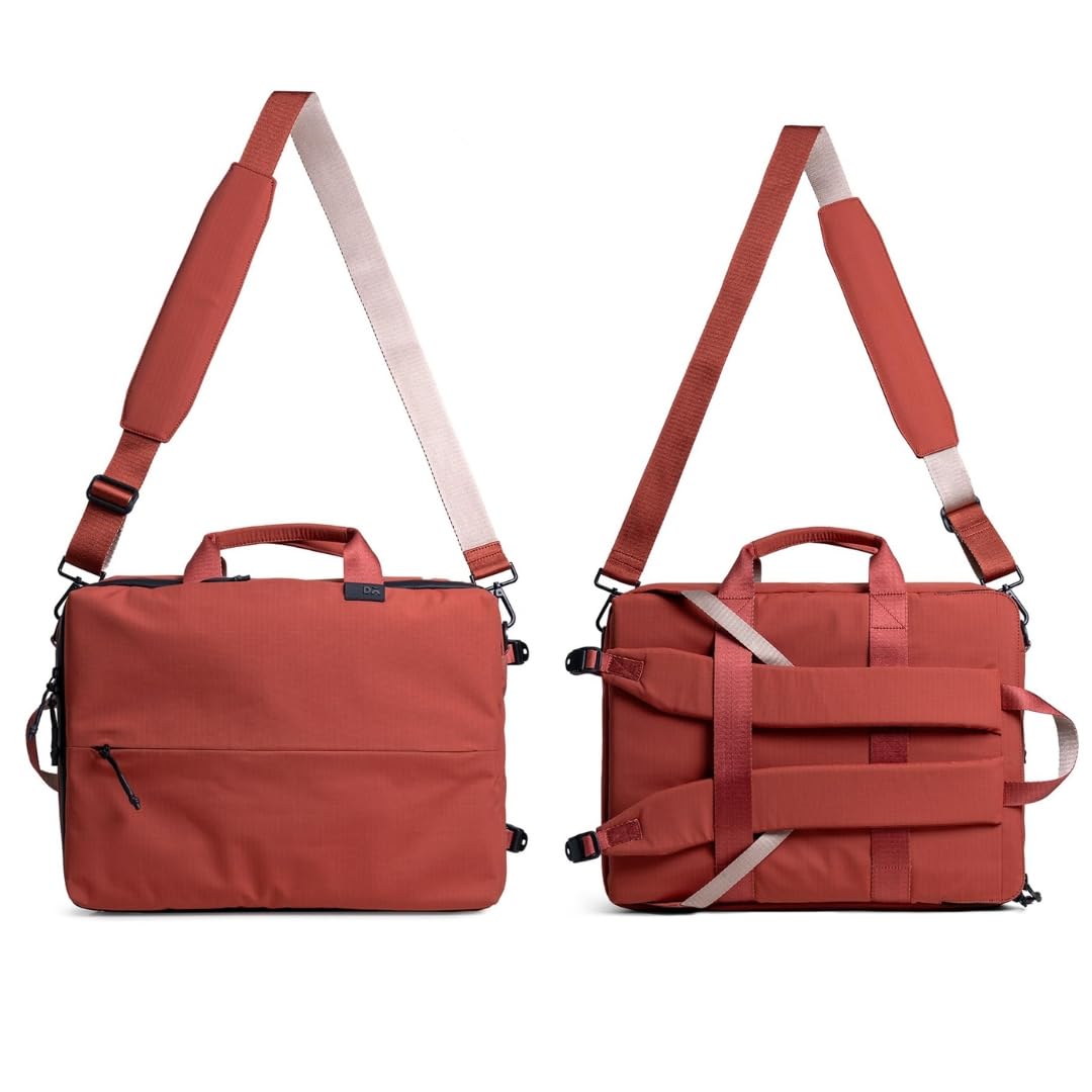 DailyObjects Water Resistant Pivot Briefpack (16L) Bag for Men & Women|Fits 13/14/15.6 inch Laptop/Macbook Pro/Air|Lightweight| Messenger Backpack|Office Use/Travel|Multi Pocket|Adjustable Strap (Red)