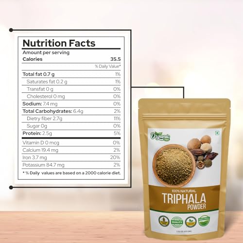 Organic Zing Presents Triphala Powder - Sundried Amla, Bibhitaki and Haritaki Fruits | Vegan | -100gm