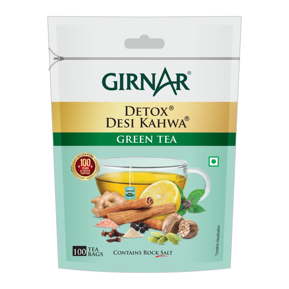 Girnar Detox Green Tea (Desi Kahwa) (100 Tea Bags)