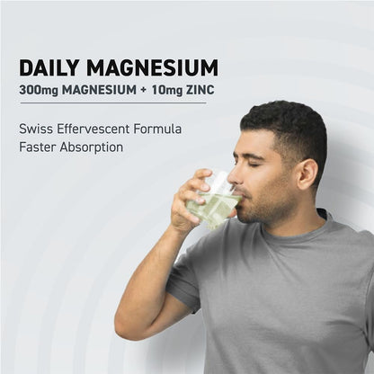 Fast&Up Magnesio - Magnesium and Zinc for Muscle Health and Stress - 20 Effervescent Tablets - Lime and Lemon Flavor
