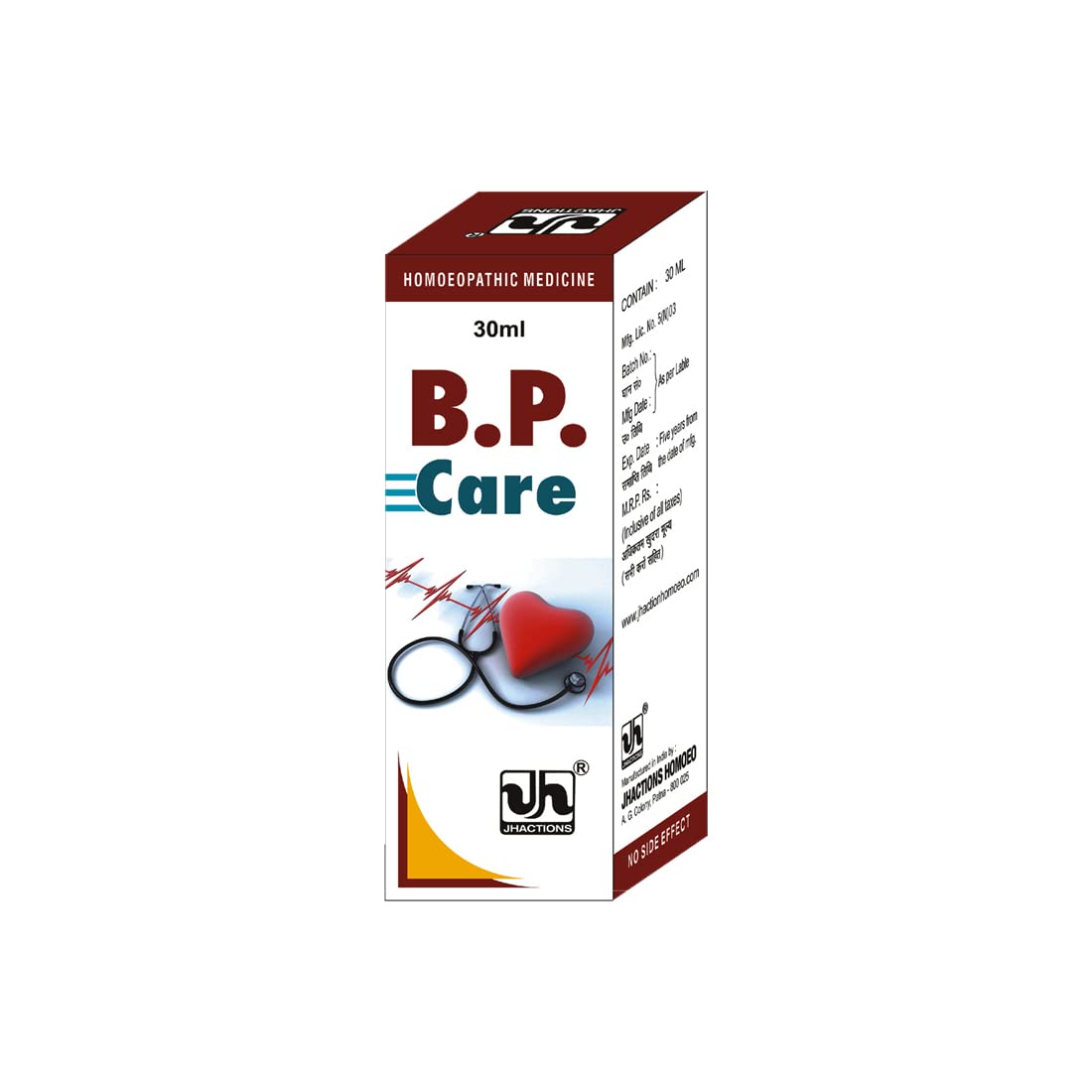 JHACTIONS HOMEOPATHY BP Care Drops for Blood Pressure Support, Cardiovascular Health, Liquid, 30ml