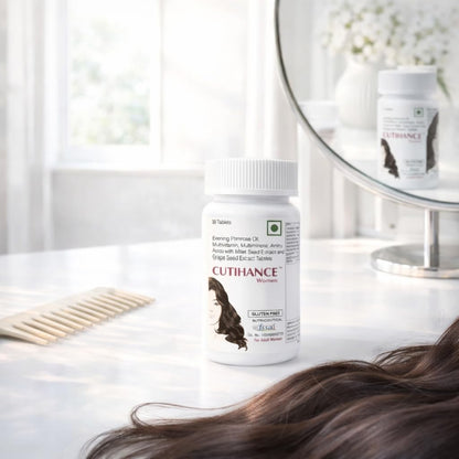 Cutihance Tablet, Hair Growth Supplement Complex with Evening Primrose Oil, Multivitamin, Multimineral, Amino Acids, Grape Seed Extract, Beta-Sitosterol, Tablets, For Strong and Shiny Hair (Women)
