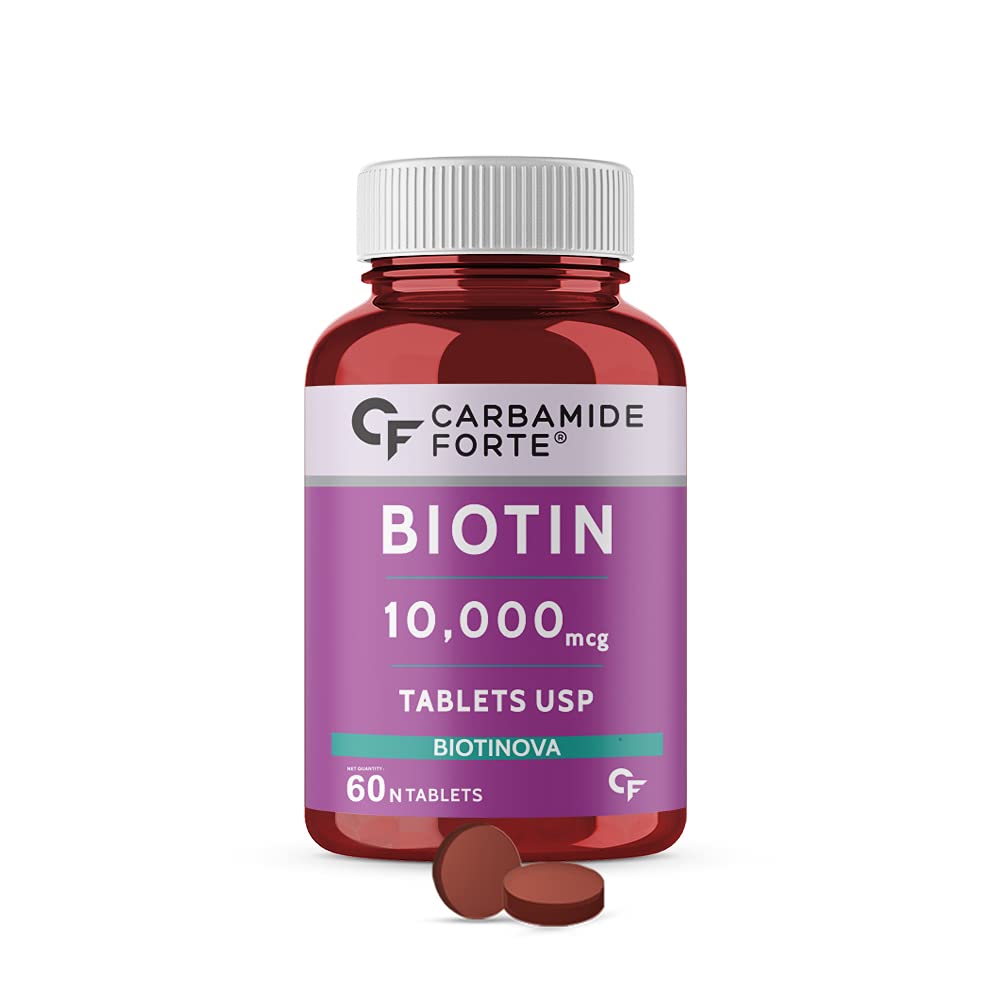 Carbamide Forte Biotin 10000 mcg Tablets for Hair Growth | Hair Vitamins for Men & Women | Biotin Supplement - 60 Tablets