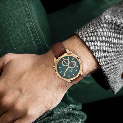 Titan Regalia Maritime Green Dial Quartz Multifunction Leather Strap wa- image 7