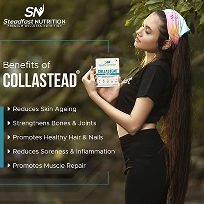 Steadfast Nutrition Collastead Collagen Powder | Natural Marine Collagen Supplements | Boost Skin, Hair, Bones, Nail Health with Pure Collagen Peptides | Fruit Punch Flavour, 300g | 30 Sachets