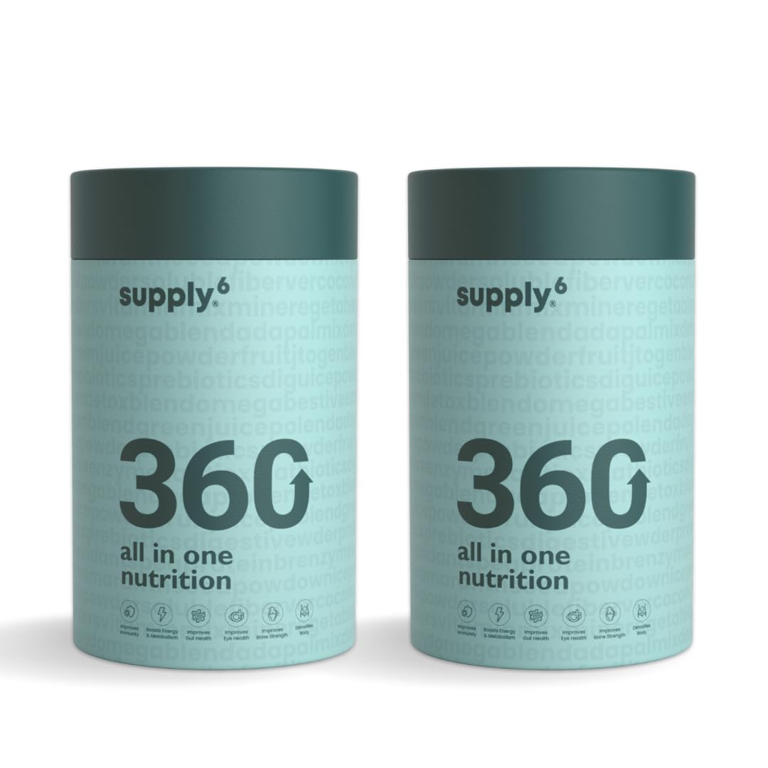 Supply6 360 Ultimate Health Powder for Women & Men | Comprehensive Daily Supplement with 63+Vitamins, Minerals, Probiotics, and Superfoods | Supports Gut Health, Energy, Immunity (30 Servings)