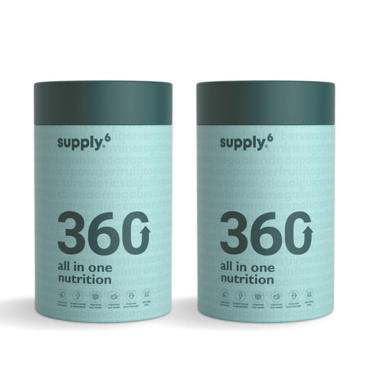 Supply6 360 Ultimate Health Powder for Women & Men | Comprehensive Daily Supplement with 63+Vitamins, Minerals, Probiotics, and Superfoods | Supports Gut Health, Energy, Immunity (30 Servings)