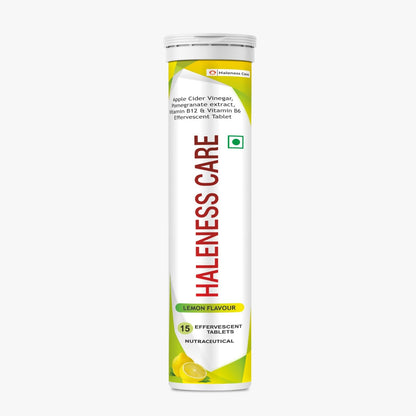 Haleness Care ACV Fizz Effervescent Tablets – Lemon Flavour – Apple Cider Vinegar with Vitamin B12 & B6 – 15 Sugar-Free Tablets – Supports Digestion, Energy & Gut Health (Pack of 1 (15 Tabs), Lemon)