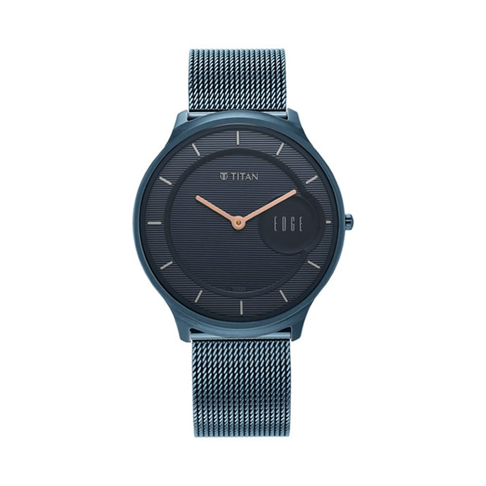 Titan Edge Baseline Blue Dial Stainless Steel Strap Analog Watch Men-NS1843QM01/
