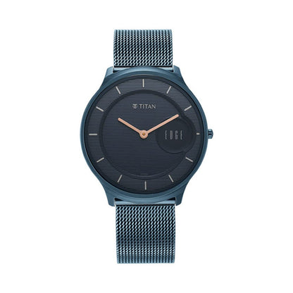 Titan Edge Baseline Blue Dial Stainless Steel Strap Analog Watch Men-NS1843QM01/